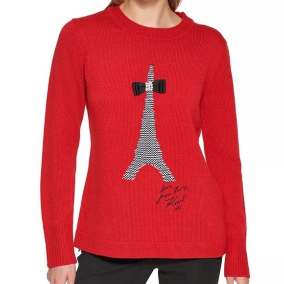 Karl lagerfeld pairs sweater red eiffel tower - Picture 1 of 14